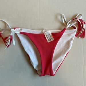 BECCA Pink Ribbed bikini bottom Size S